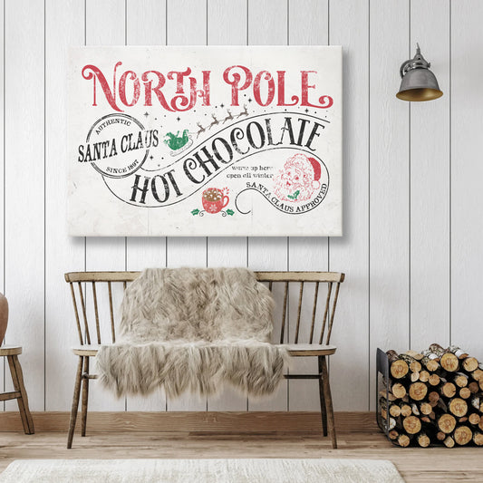 North Pole Hot Chocolate Vintage Christmas Canvas