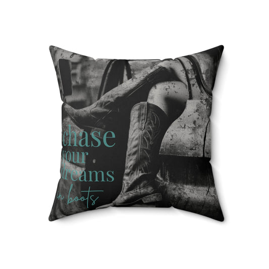 Boots & Rust Faux Suede Square Pillow - Cowgirl Home & Ranch