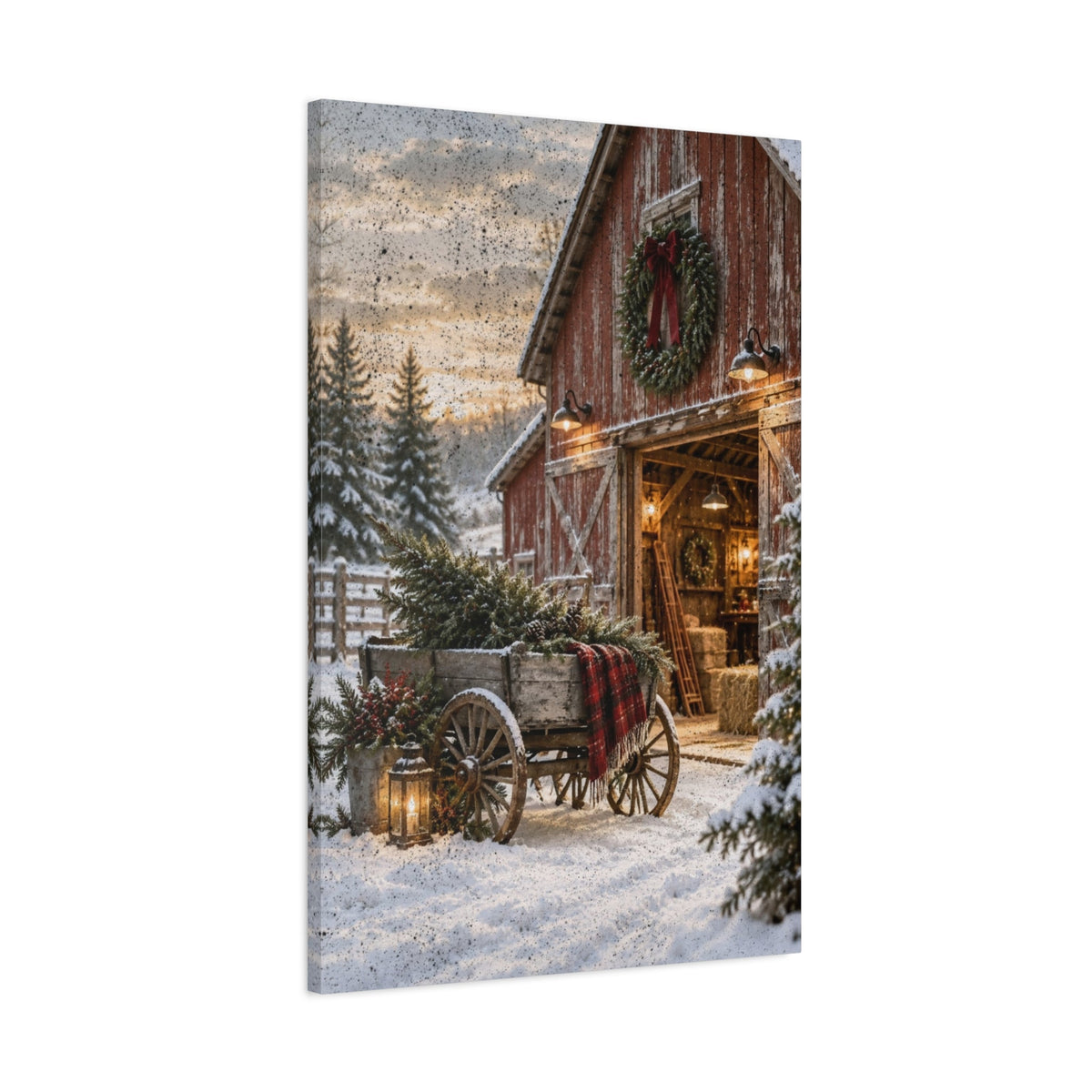 Christmas at the Red Barn Canvas - Cowgirl Home & Ranch