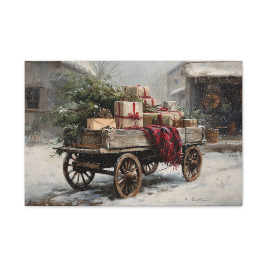 Christmas Wagon Canvas - Cowgirl Home & Ranch