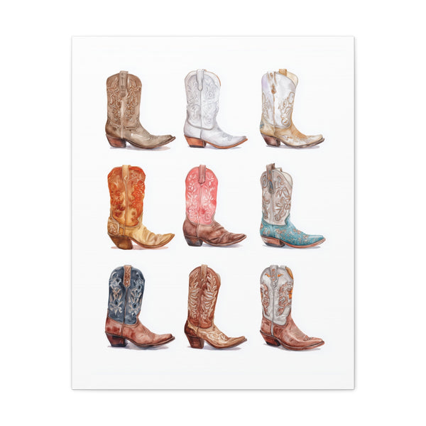 Cowgirl Boots Watercolor Canvas