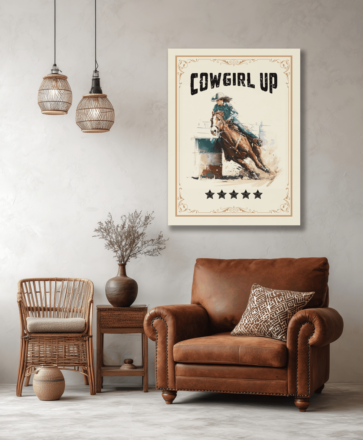 Cowgirl Up Vintage Western Canvas - Cowgirl Home & Ranch