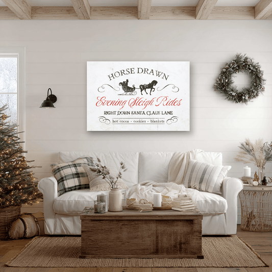 Evening Sleigh Rides Vintage Christmas Canvas - Cowgirl Home & Ranch
