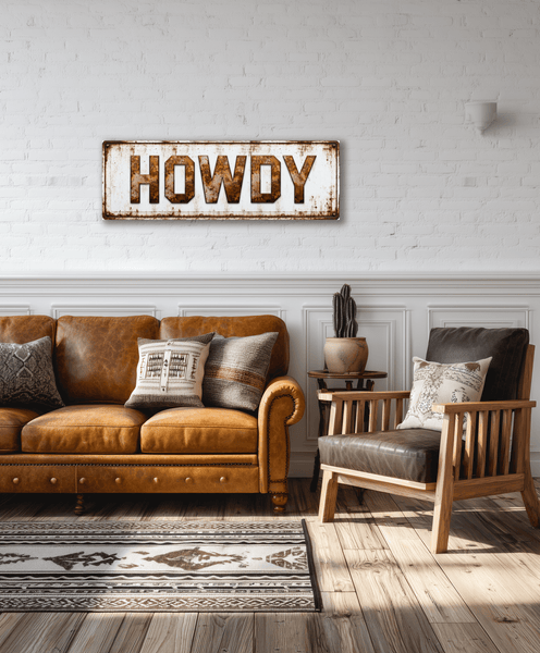 Howdy Vintage Farmhouse Metal Sign
