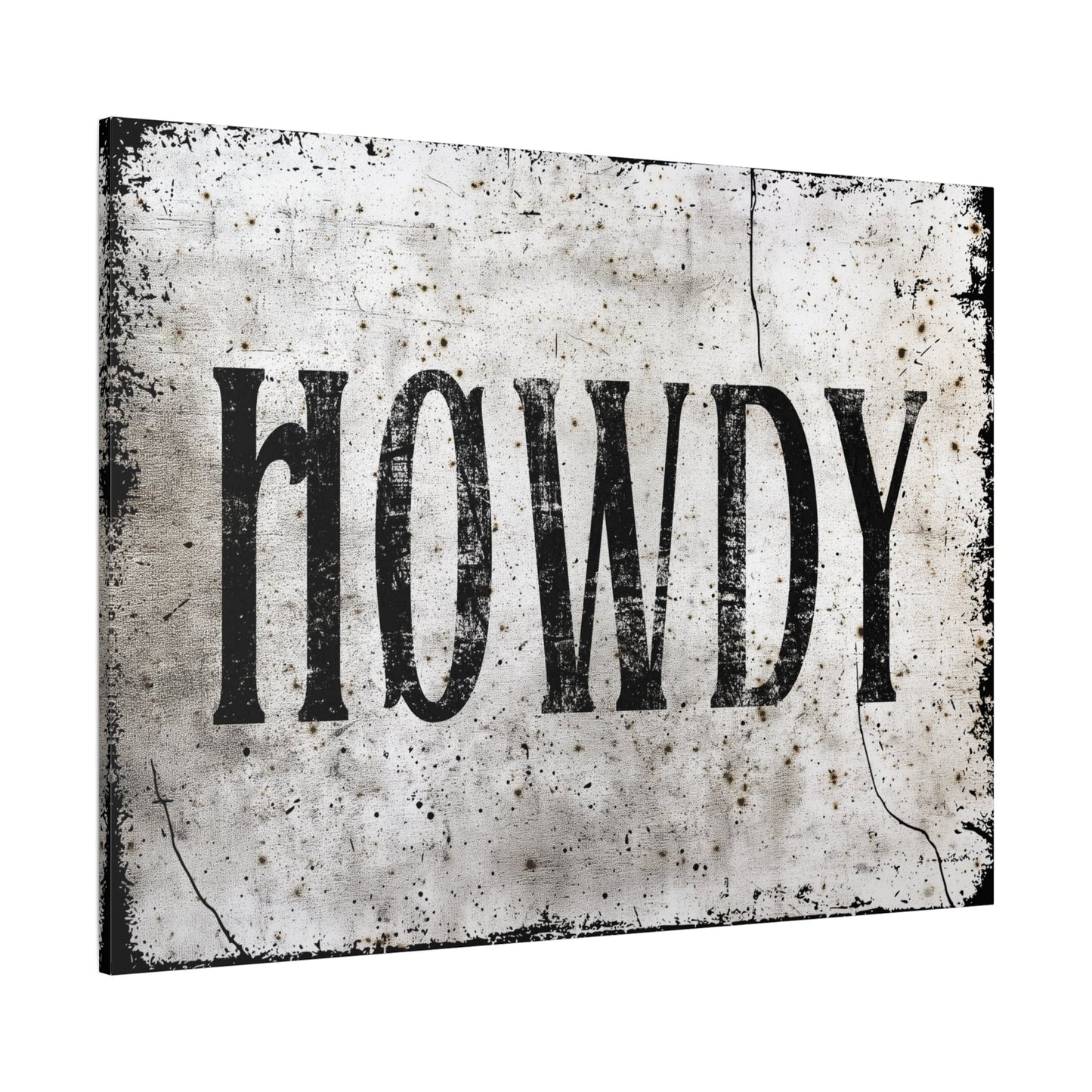 Howdy Western Farmhouse Canvas — wide framed view in living space