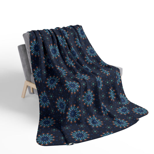 Kadra Nevitt Collection - Indigo Stars Fleece Sherpa Blanket - Cowgirl Home & Ranch