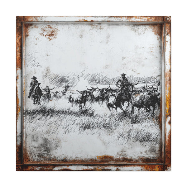 Ranchers Pen and Ink Vintage Western Canvas