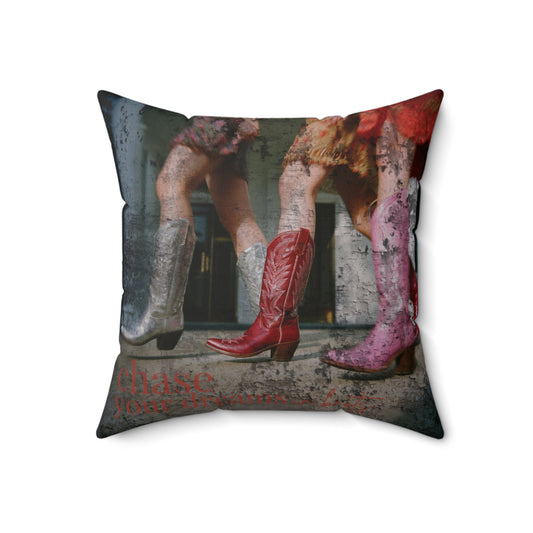 Strut Your Dreams Faux Suede Square Pillow - Cowgirl Home & Ranch