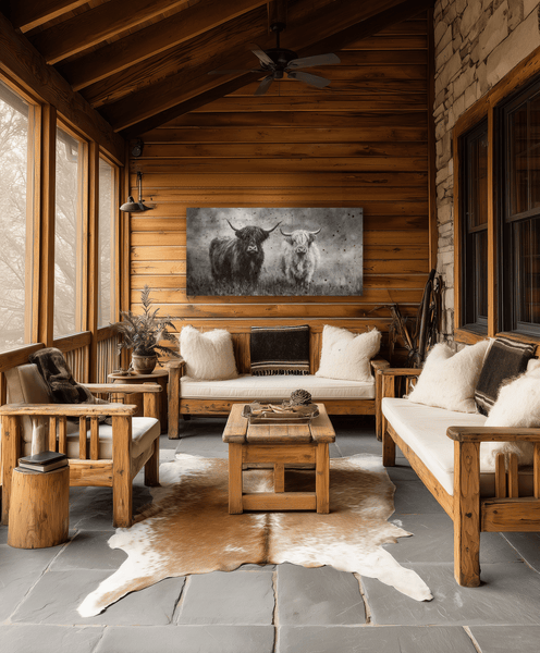 The Longhorns Vintage Western Canvas