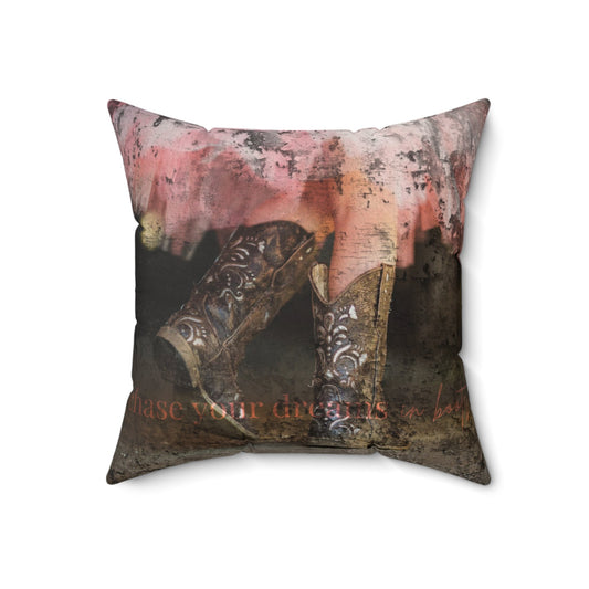 Twirl in Dreams Faux Suede Square Pillow - Cowgirl Home & Ranch