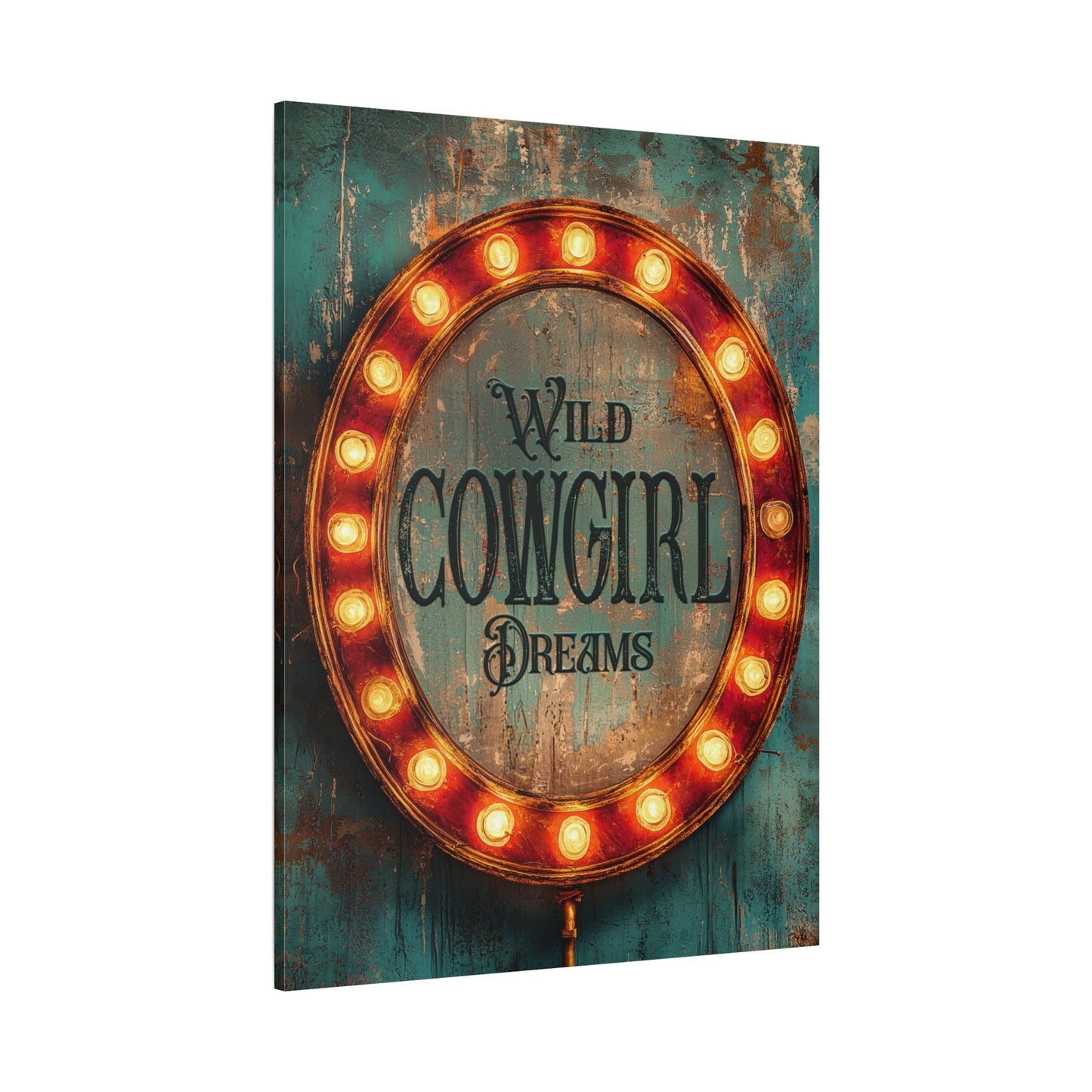 Wild Cowgirl Dreams Canvas Art — angled view showing painterly texture and cowgirl detail