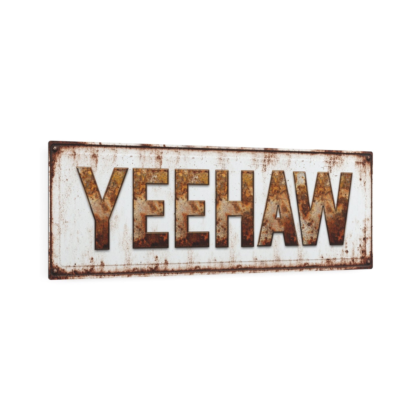 Yeehaw Vintage Farmhouse Metal Sign — angled view showing 36-inch metal sign detail