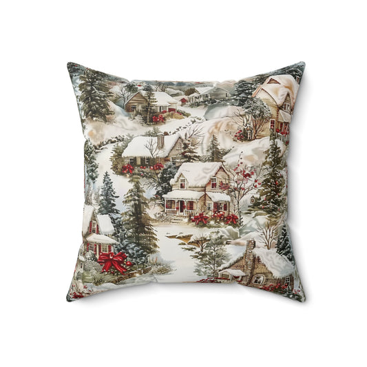 Hometown Christmas Faux Suede Pillow