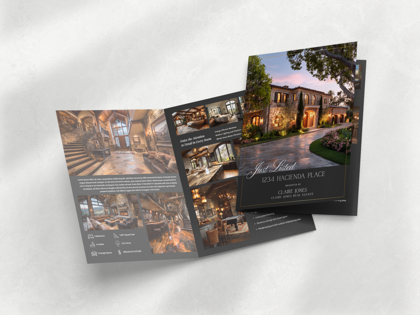 6 Luxury Just Listed 11x17 Fold Over Brochure Canva Templates