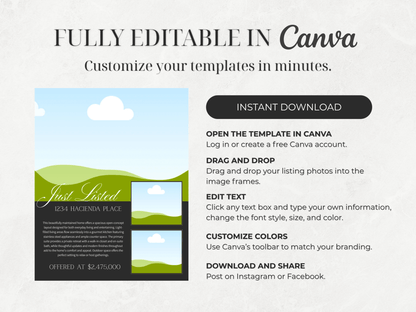 12 Luxury Just Listed Social Media Canva Templates - Cowgirl Home & Ranch