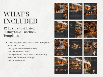 12 Luxury Just Listed Social Media Canva Templates - Cowgirl Home & Ranch
