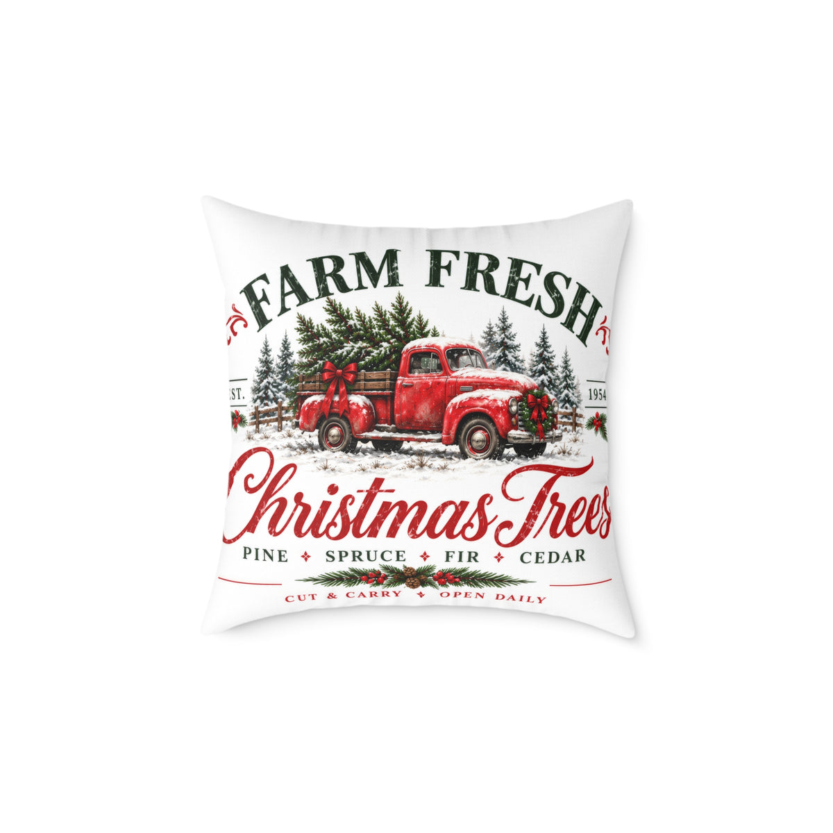 Farm Fresh Christmas Trees Canvas Pillow
