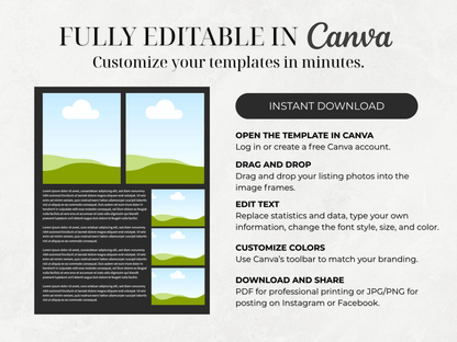 6 Luxury Just Listed 11x17 Fold Over Brochure Canva Templates - Cowgirl Home & Ranch