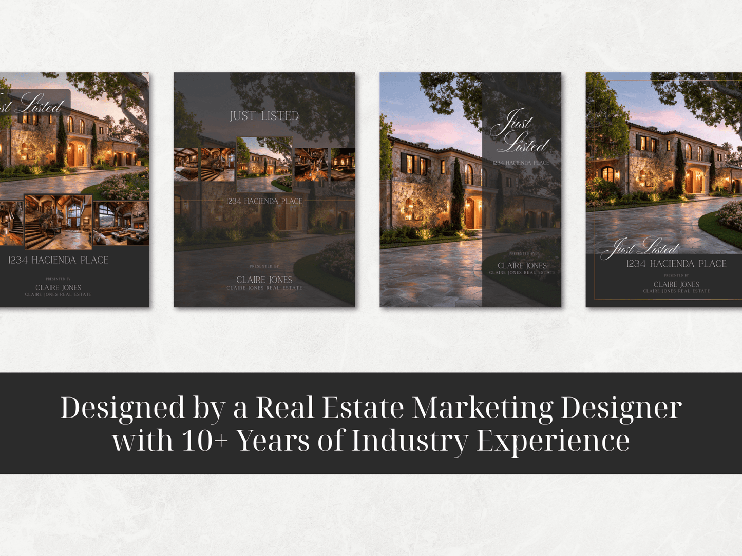 6 Luxury Just Listed 11x17 Fold Over Brochure Canva Templates - Cowgirl Home & Ranch