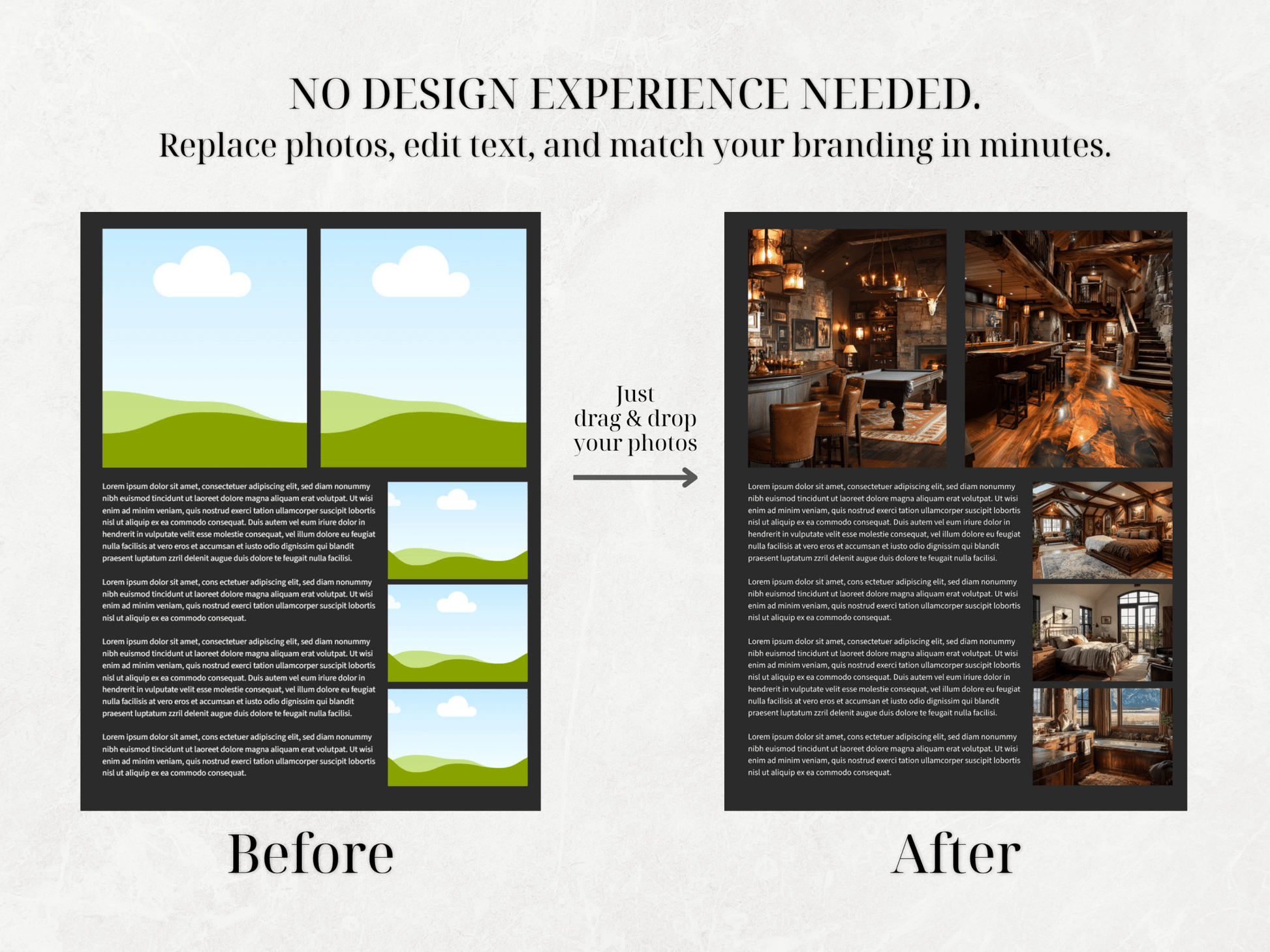6 Luxury Just Listed 11x17 Fold Over Brochure Canva Templates - Cowgirl Home & Ranch