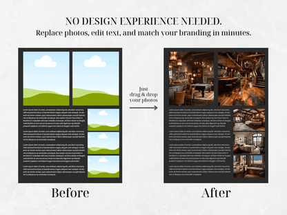6 Luxury Just Listed 11x17 Fold Over Brochure Canva Templates - Cowgirl Home & Ranch