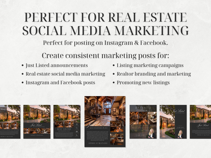 12 Luxury Just Listed Social Media Canva Templates