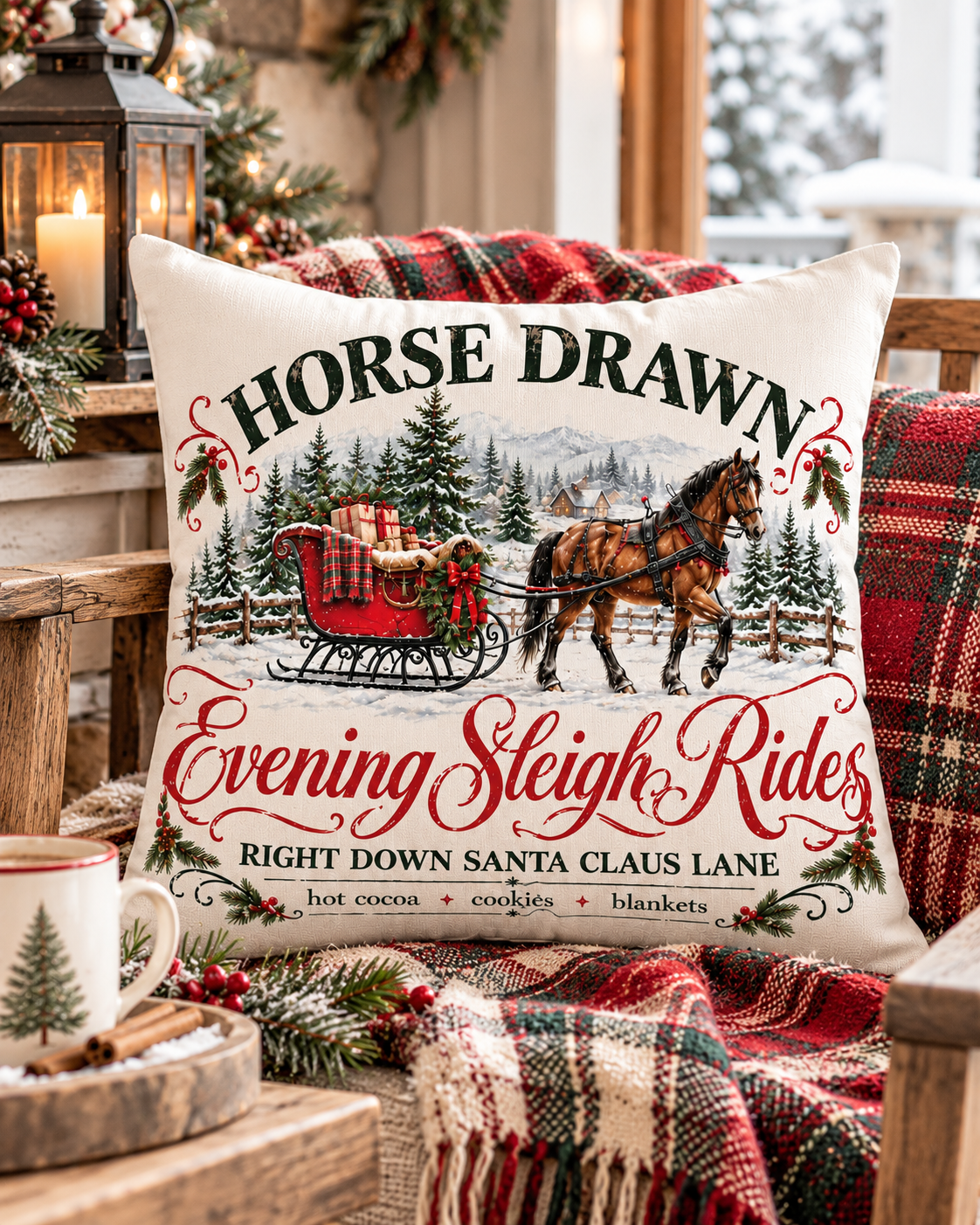North Pole Hot Chocolate Canvas Pillow