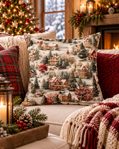 Hometown Christmas Faux Suede Pillow