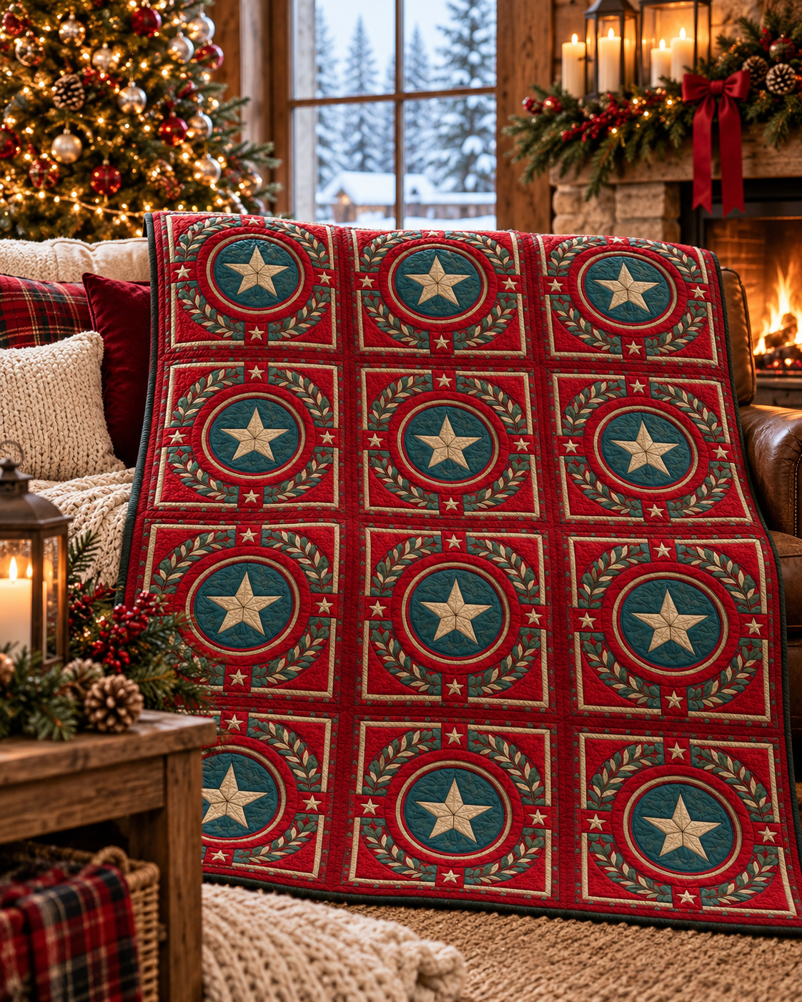 Lone Star Christmas Quilted Blanket
