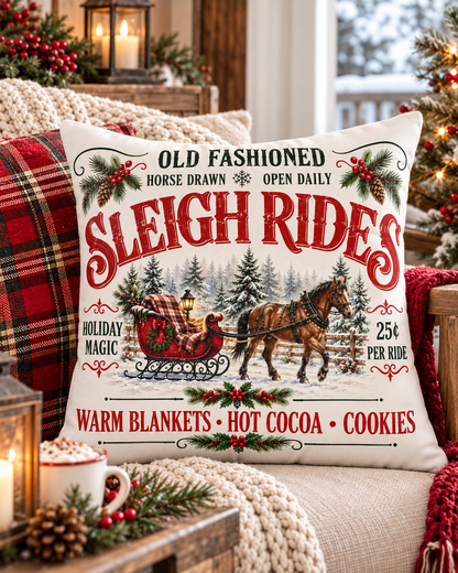 Old-Fashioned Sleigh Rides Canvas Pillow