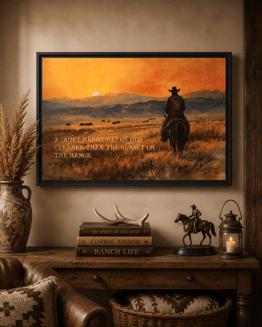 A Quiet Heart Hears Him Canvas Art, Framed - Cowgirl Home & Ranch