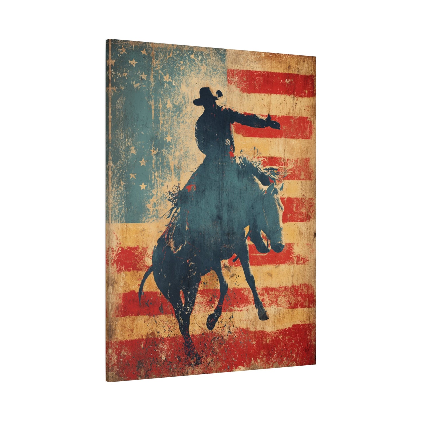 American Grit canvas — angled view showing rugged texture and patriotic color palette