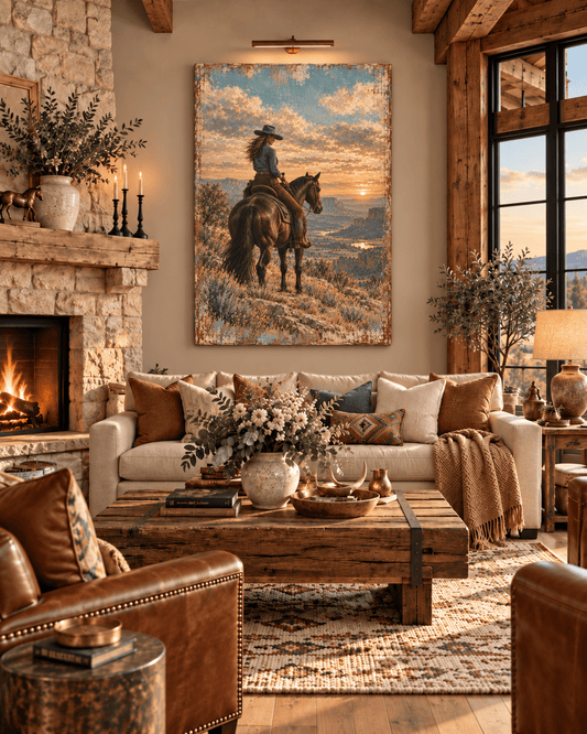 Chasing Daylight — Cowgirl Sunset Canvas Wall Art - Cowgirl Home & Ranch