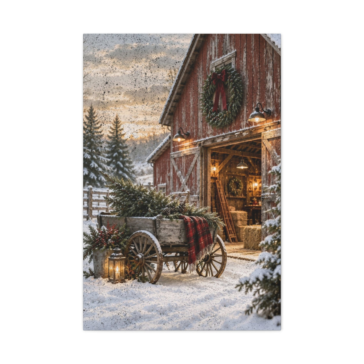 Christmas at the Red Barn Canvas - Cowgirl Home & Ranch