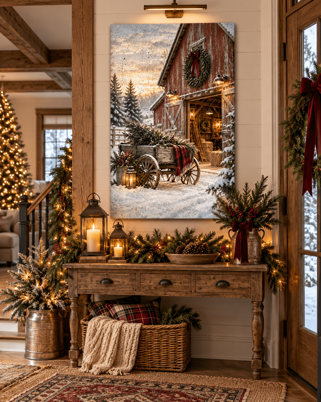 Christmas at the Red Barn Canvas - Cowgirl Home & Ranch