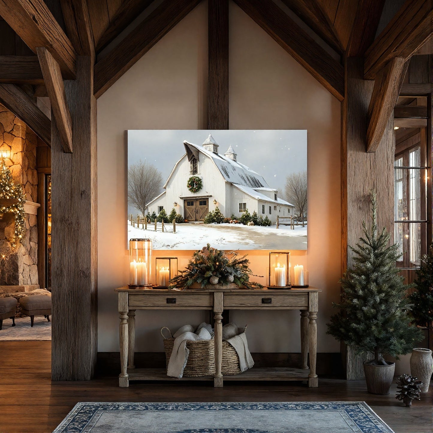 Christmas at the White Barn Canvas - Cowgirl Home & Ranch