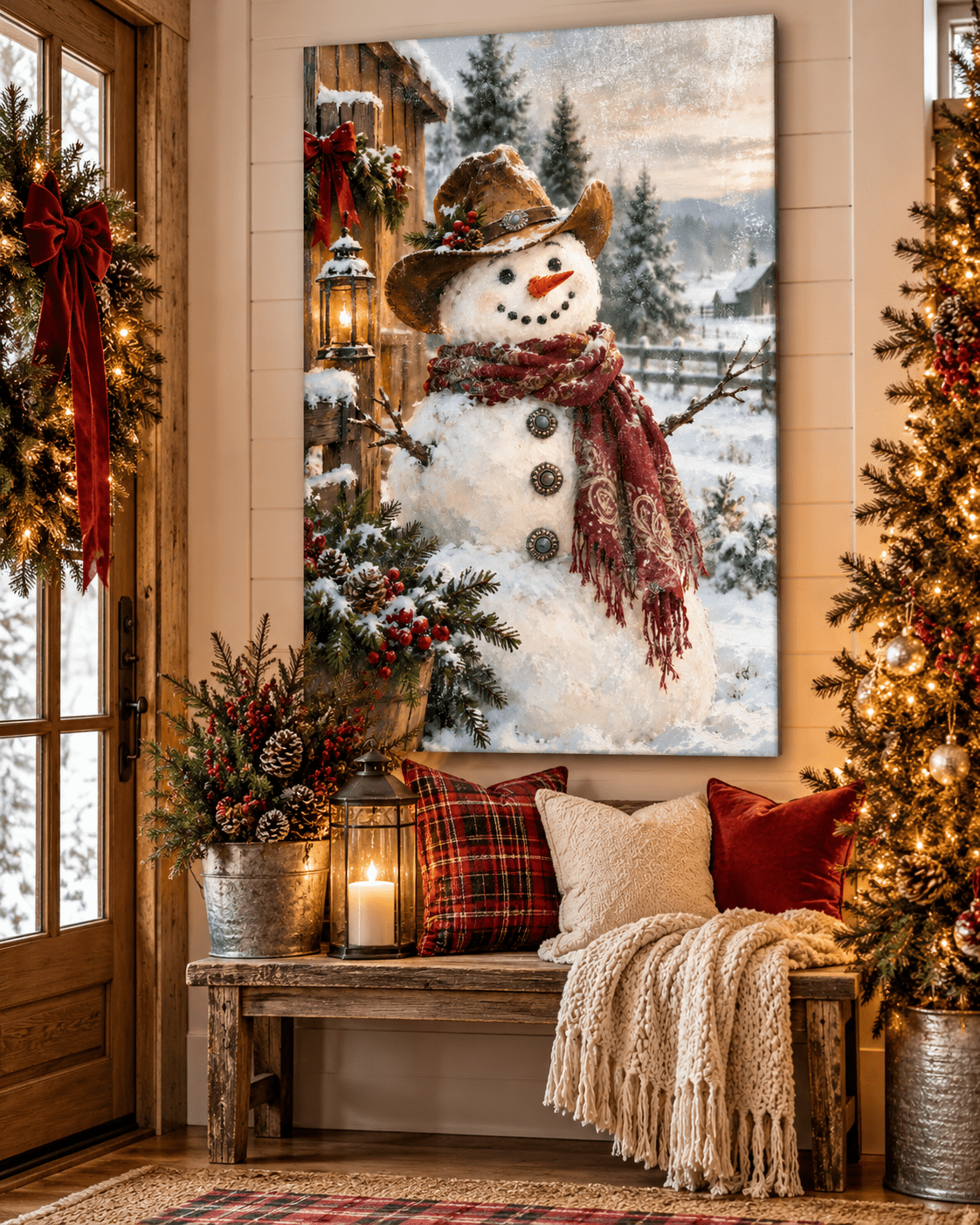 Christmas Cowboy Snowman Canvas - Cowgirl Home & Ranch