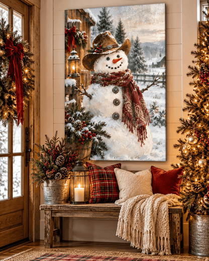 Christmas Cowboy Snowman Canvas - Cowgirl Home & Ranch