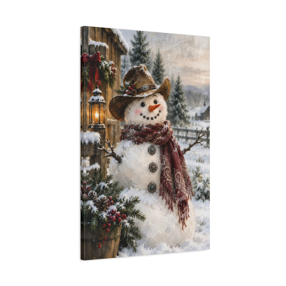 Christmas Cowboy Snowman Canvas - Cowgirl Home & Ranch