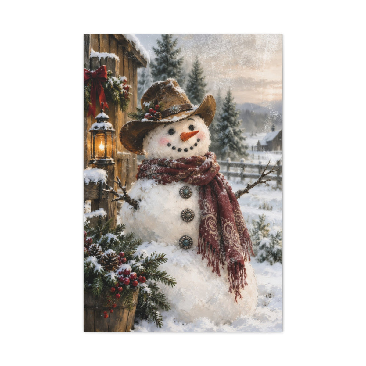 Christmas Cowboy Snowman Canvas - Cowgirl Home & Ranch