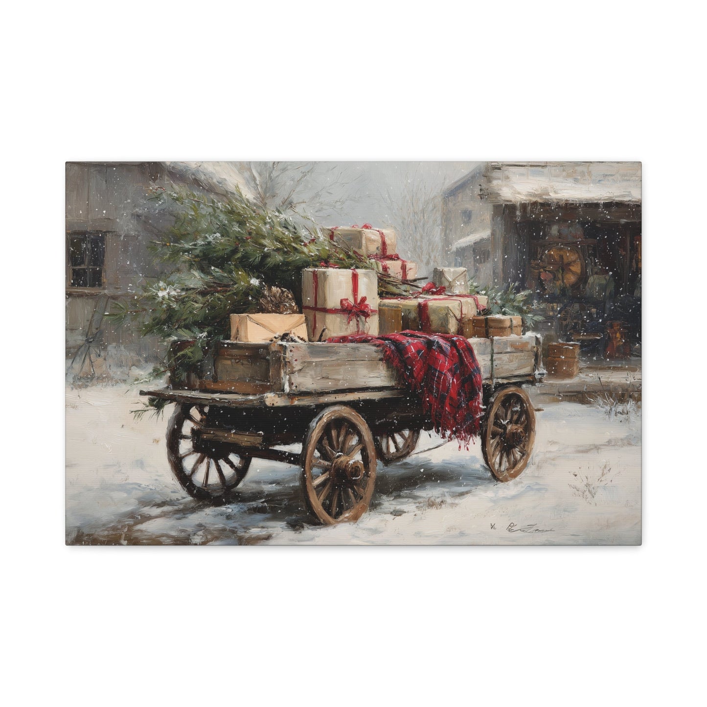 Christmas Wagon Canvas - Cowgirl Home & Ranch