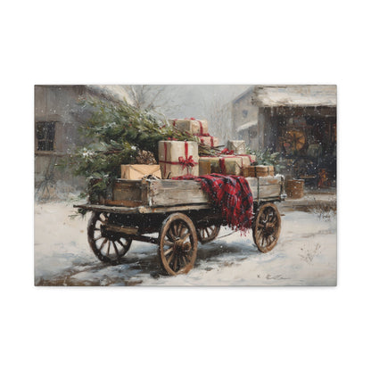 Christmas Wagon Canvas - Cowgirl Home & Ranch