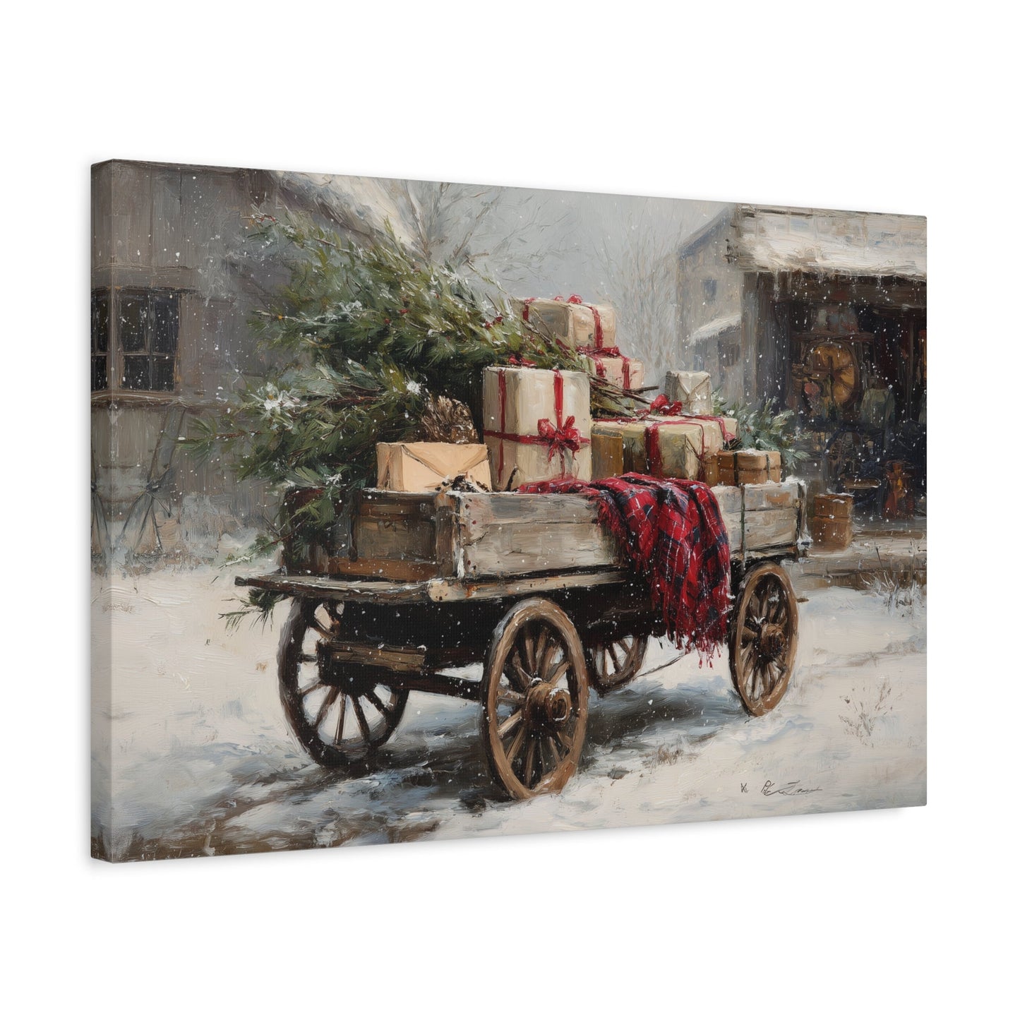 Christmas Wagon Canvas - Cowgirl Home & Ranch