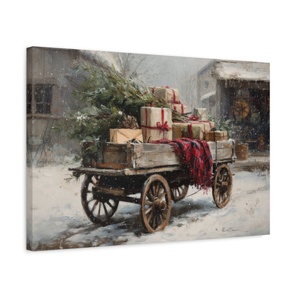 Christmas Wagon Canvas - Cowgirl Home & Ranch