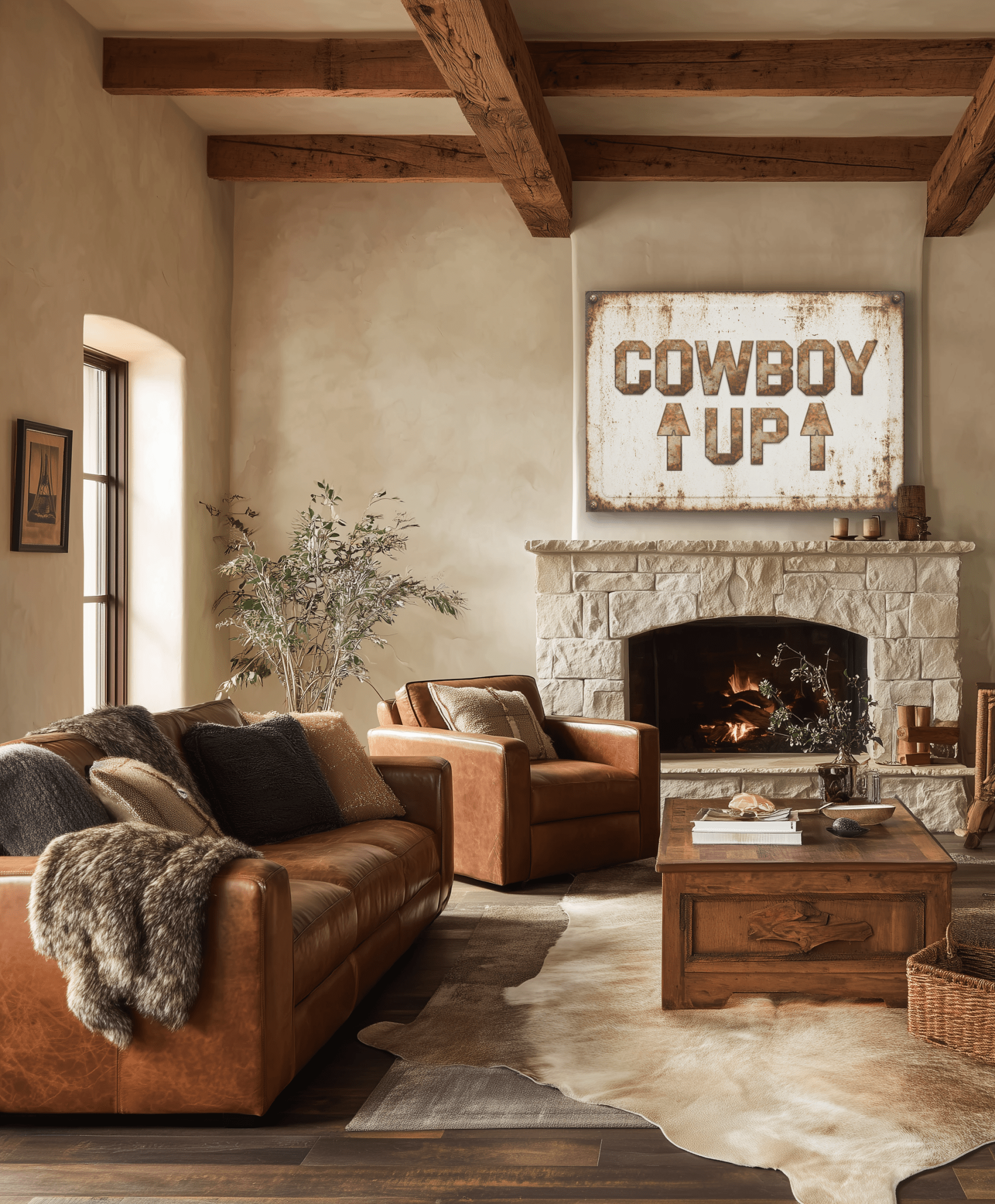 Cowboy Up Vintage Western Canvas - Cowgirl Home & Ranch