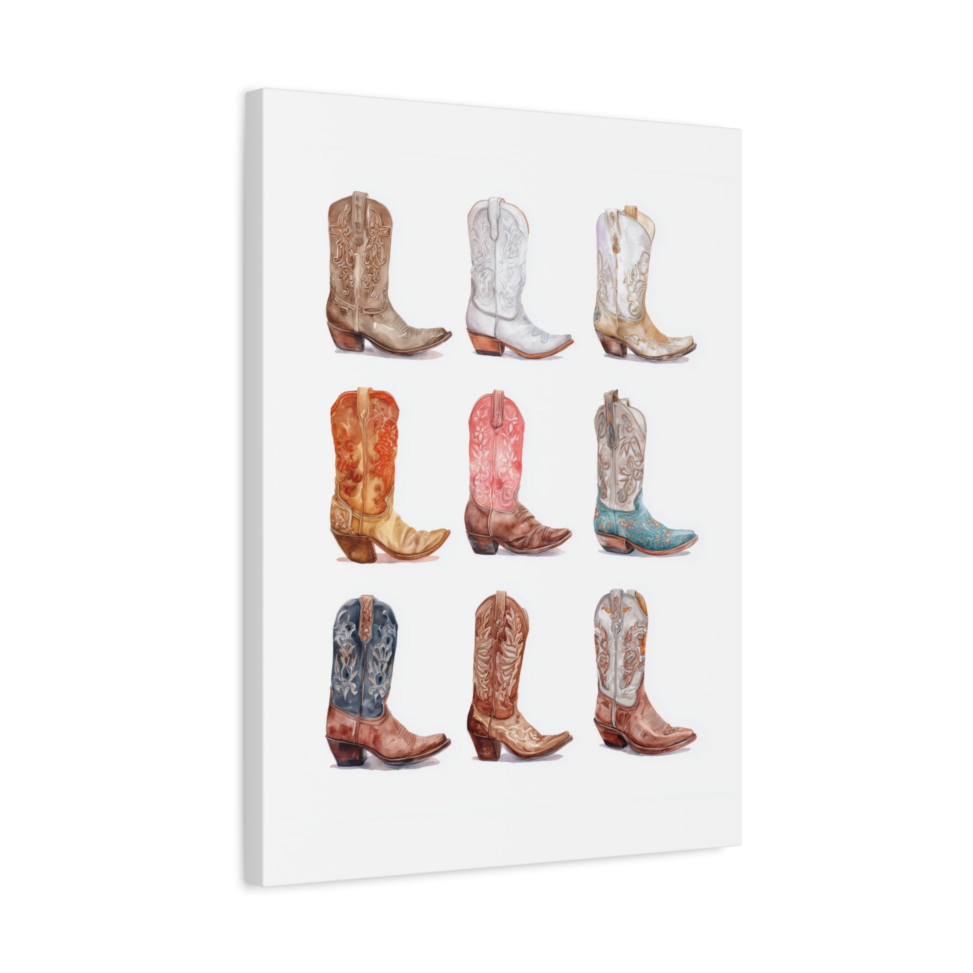 Cowgirl Boots Watercolor Canvas - Cowgirl Home & Ranch