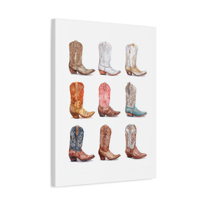 Cowgirl Boots Watercolor Canvas - Cowgirl Home & Ranch