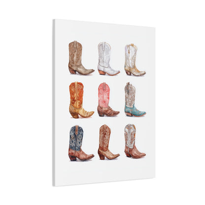 Cowgirl Boots Watercolor Canvas - Cowgirl Home & Ranch