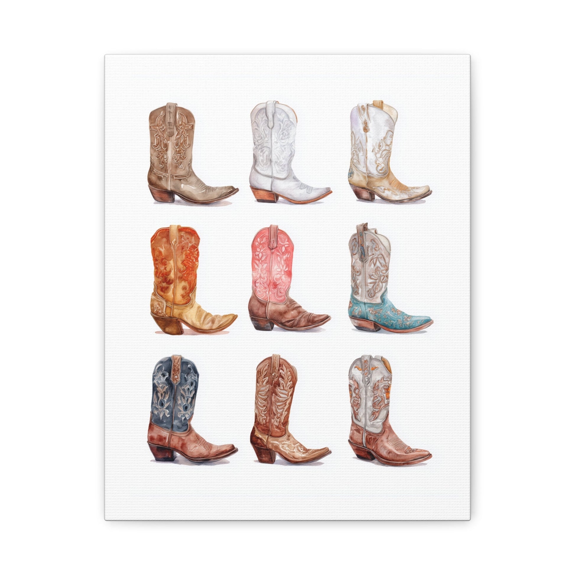 Cowgirl Boots Watercolor Canvas - Cowgirl Home & Ranch