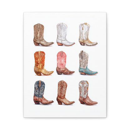 Cowgirl Boots Watercolor Canvas - Cowgirl Home & Ranch